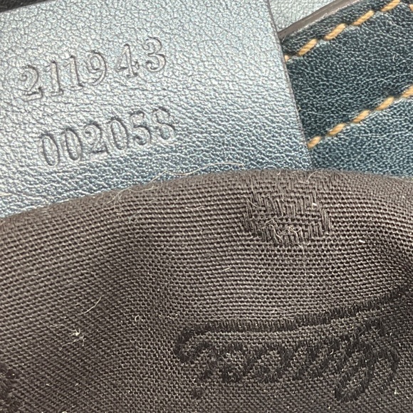 GUCCI SLATE BLUE METALLIC GG MONOGRAM GUCCISSIMA LEATHER LARGE SUKEY TOTE HANDBA - Picture 9 of 13